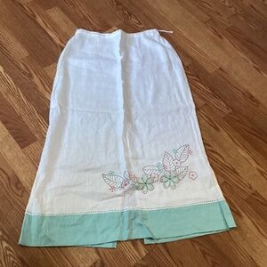 Industrie B.  Floral Embroidered Linen Maxi Skirt  Size XL